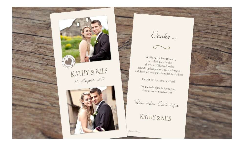 Danksagungskarte Hochzeit Collage, creme