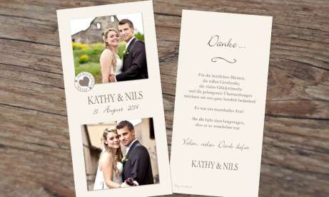 Danksagungskarte Hochzeit Collage, creme