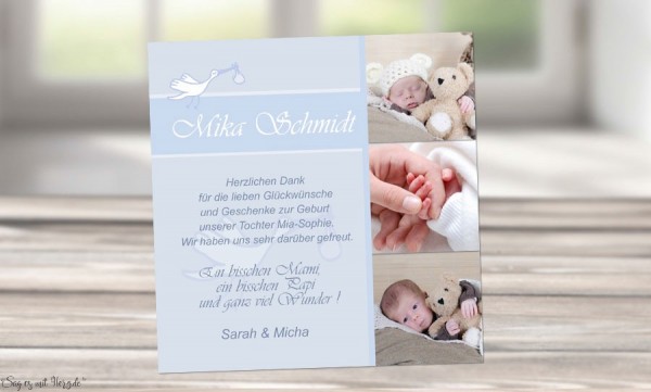 Danksagungskarten Baby Geburtsanzeige Geburtskarten mit Foto 10 St Fotokarten