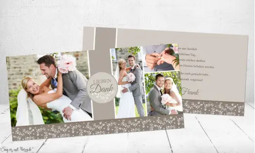 Danksagungskarte Hochzeit taupe