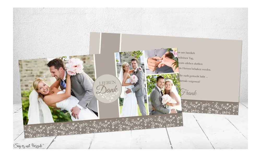 Danksagungskarte Hochzeit taupe