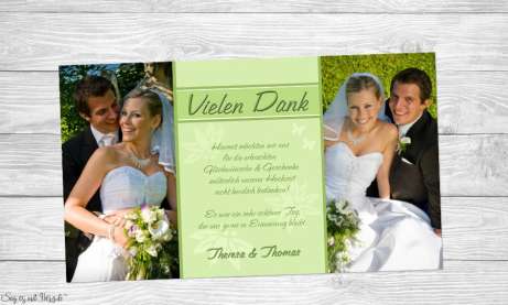 Danksagungskarte Karte Hochzeit Fotokarte Grun 