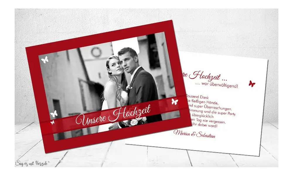 Dankeskarten Hochzeit rot