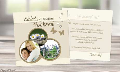 Einladungskarten Hochzeit quadratisch