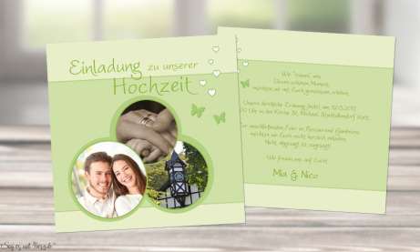 Einladungskarten Hochzeit quadratisch