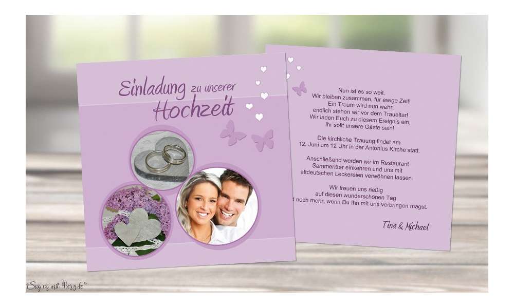 Einladungskarten Hochzeit quadratisch