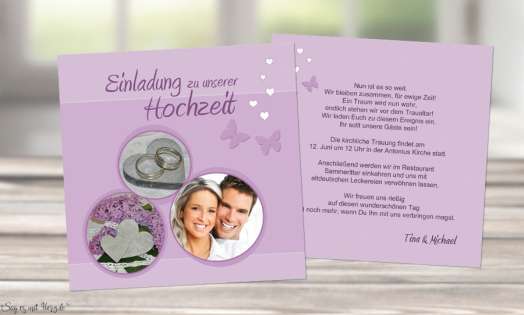 Einladungskarten Hochzeit quadratisch