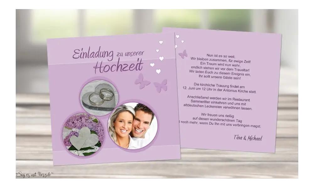 Einladungskarten Hochzeit quadratisch