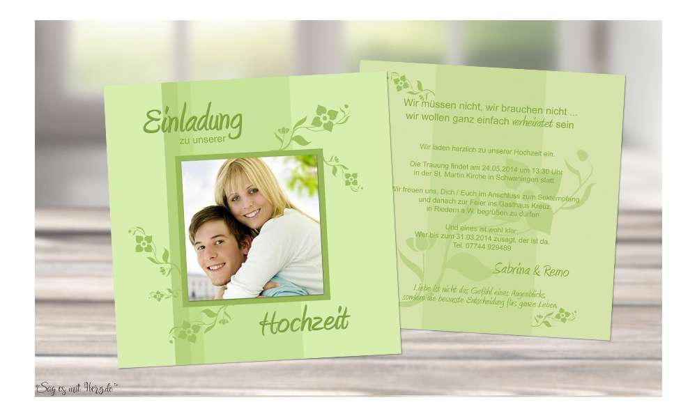 Einladungskarte Hochzeit quadratisch