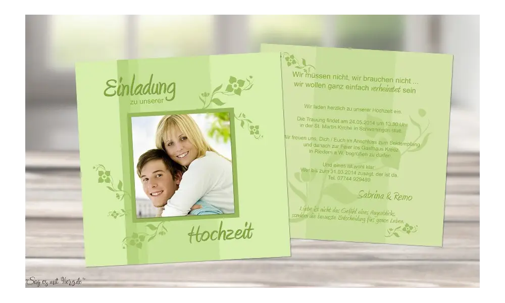 Einladungskarte Hochzeit quadratisch