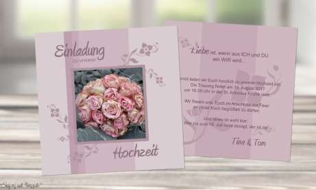 Einladungskarte Hochzeit quadratisch