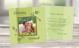 Einladungskarte Hochzeit grün, quadratisch