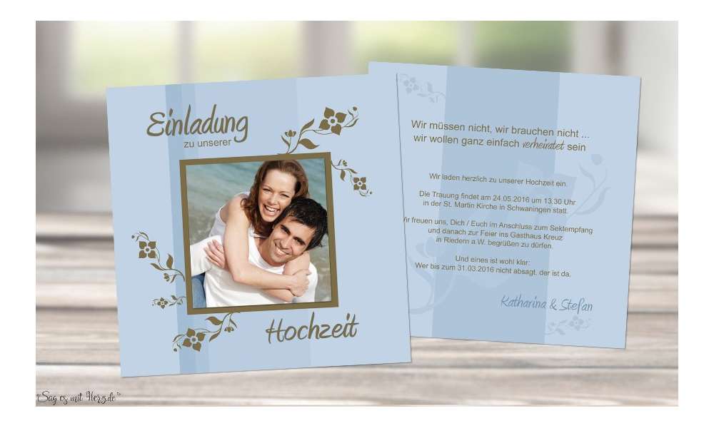 Einladungskarte Hochzeit grün, quadratisch