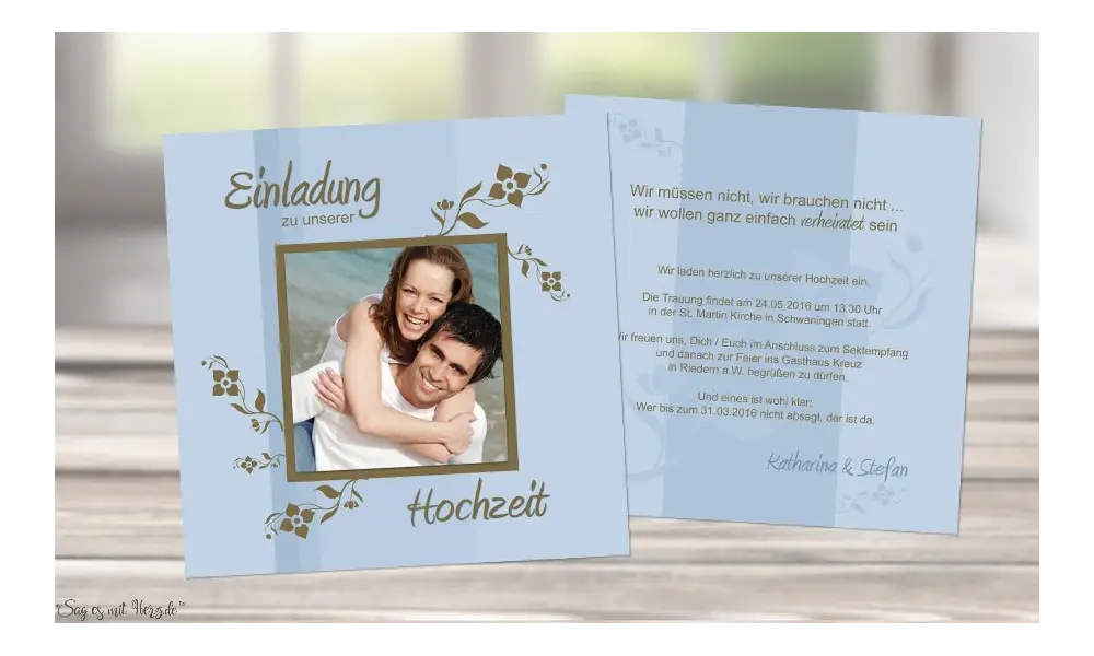 Einladungskarte Hochzeit grün, quadratisch