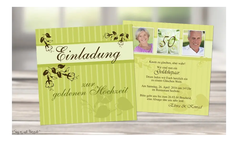 Einladungskarte Hochzeit quadratisch