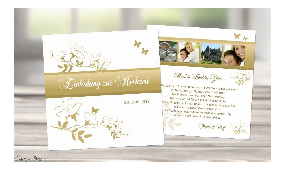 Einladungskarte Hochzeit quadratisch