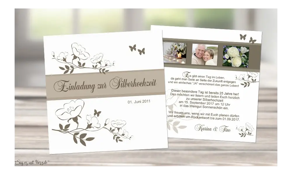 Einladungskarte Hochzeit quadratisch