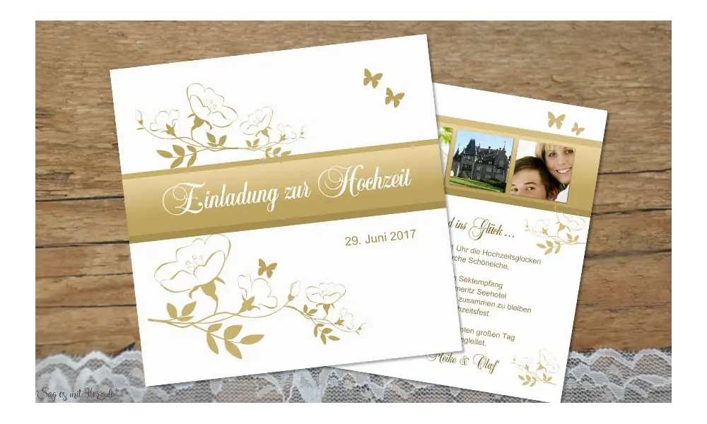Einladungskarte Hochzeit quadratisch
