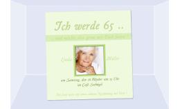Einladung 65. Geburtstag, Fotokarte 10x10 cm, hellgrün