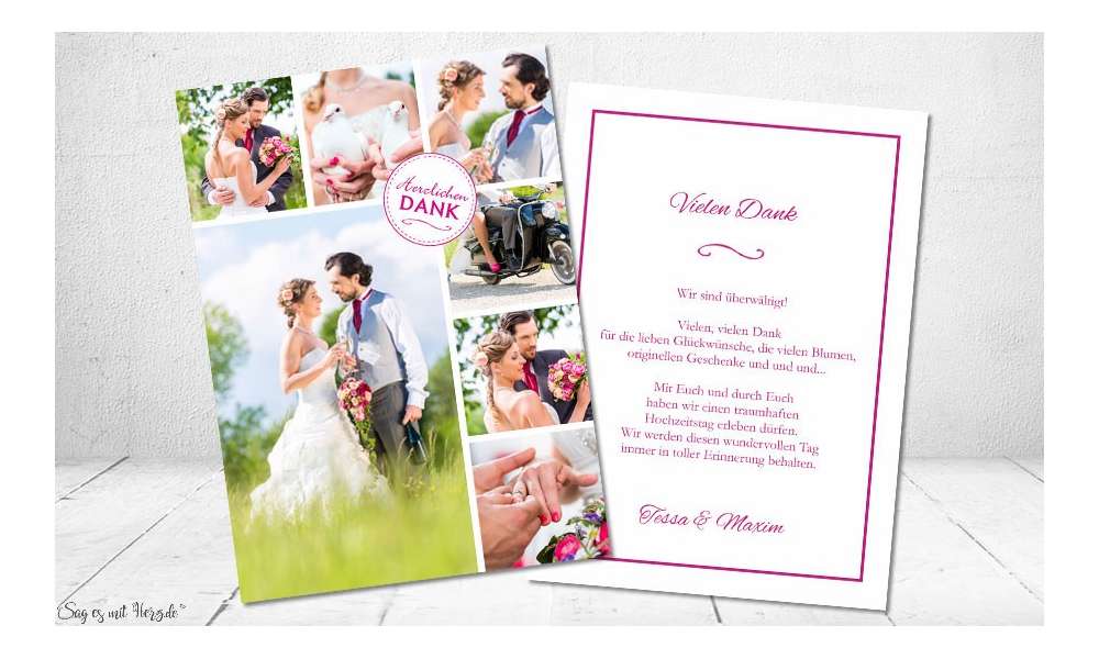 Danksagungskarten Hochzeit "Dankesbutton"
