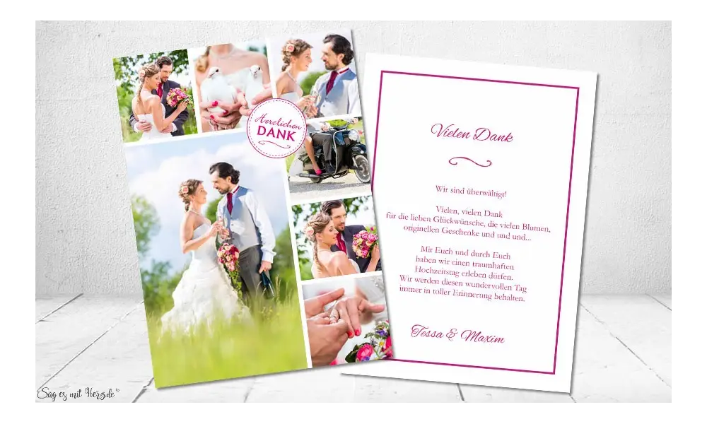 Danksagungskarten Hochzeit "Dankesbutton"