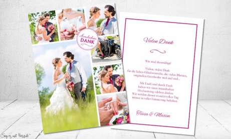 Danksagungskarten Hochzeit "Dankesbutton"