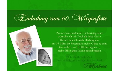 Einladung 60. Geburtstag, Fotokarte 10x15 cm, grün