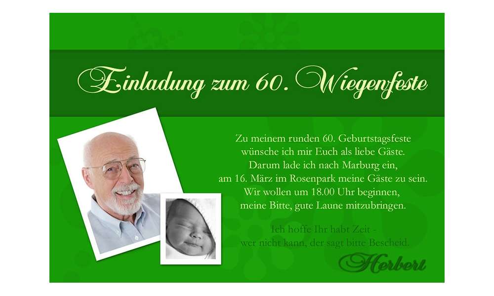 Einladung 60. Geburtstag, Fotokarte 10x15 cm, grün