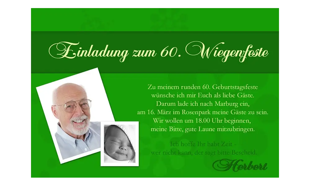 Einladung 60. Geburtstag, Fotokarte 10x15 cm, grün
