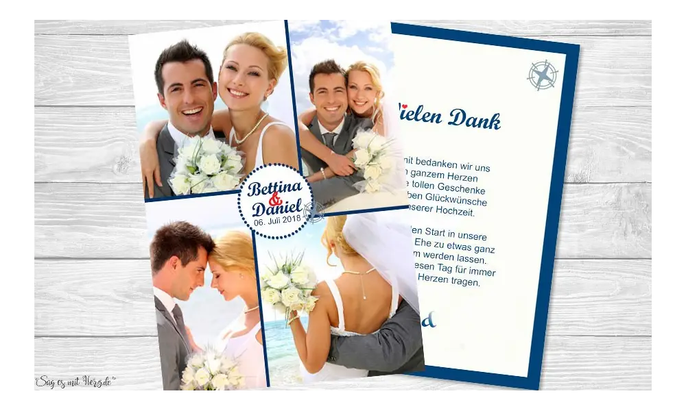 Dankeskarte Hochzeit, "Liebesglück"