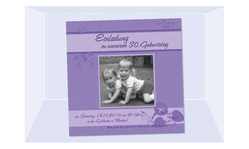 Einladung 30. Geburtstag, Fotokarte 12,5x12,5 cm, hellblau Einladung 30. Geburtstag, Fotokarte 12,5x12,5 cm, hellblau