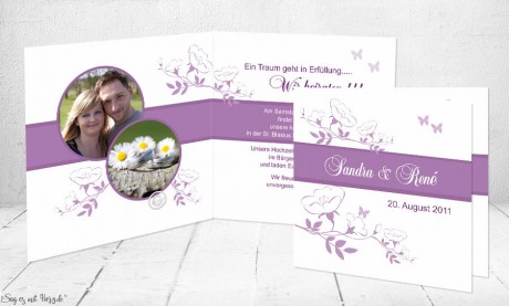 Einladungskarte Hochzeit lila