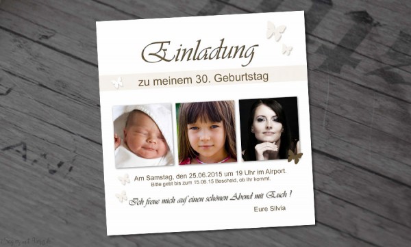 Einladung 30 Geburtstag Fotokarte 10x10 Cm Weiss Creme