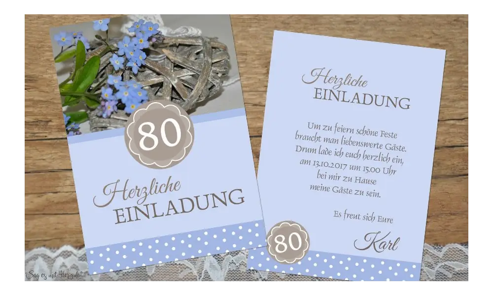 Einladungskarten 80. Geburtstag