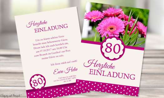 Einladungskarten 80. Geburtstag