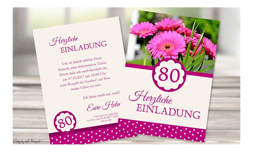 Einladungskarten 80. Geburtstag