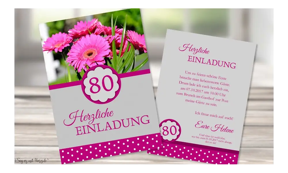 Einladungskarten 80. Geburtstag