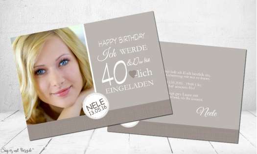 Einladungskarten 40 Geburtstag vintage