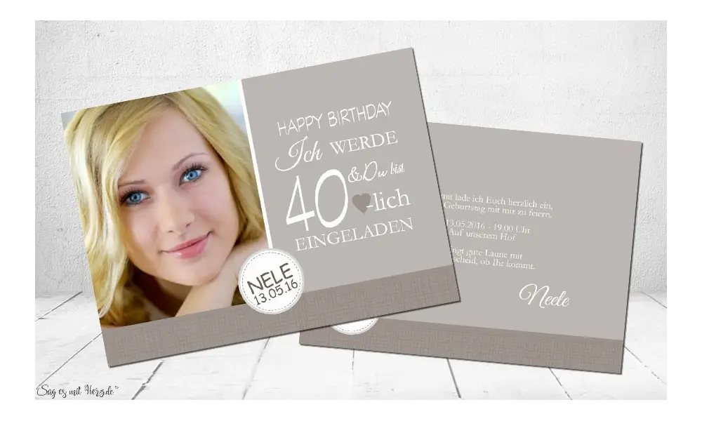 Einladungskarten 40 Geburtstag vintage