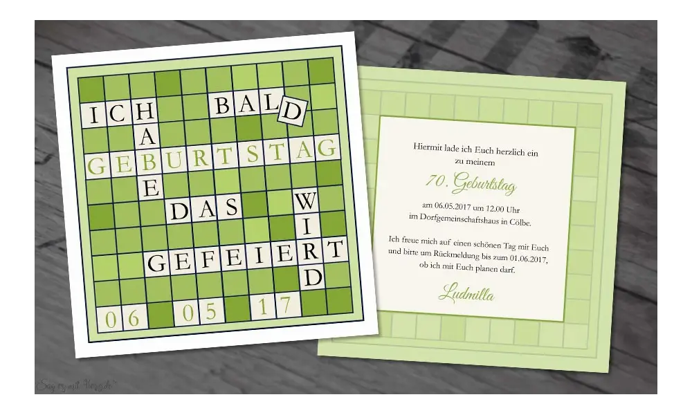 Einladung 80 Geburtstag 70 originell Kreuzworträtsel lustig