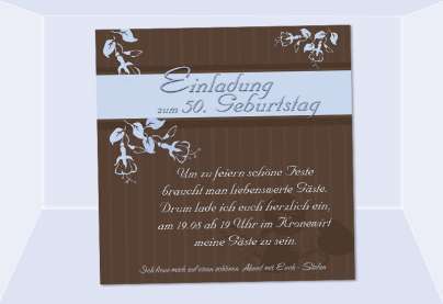 Einladung 50 Geburtstag Fotokarte 12 5x12 5 Cm Braun Hellblau