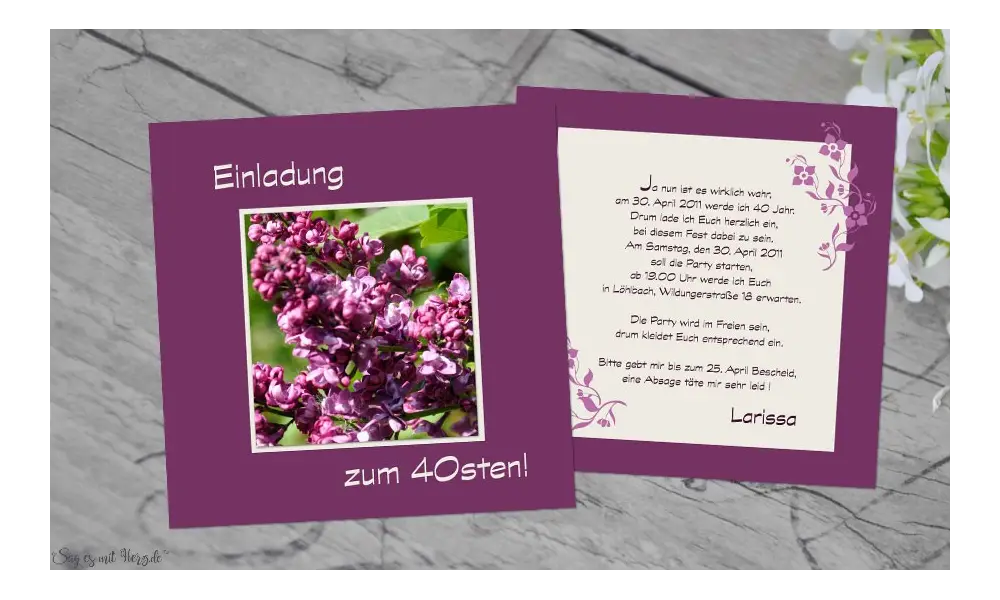 Einladungskarte Geburtstag quadratisch