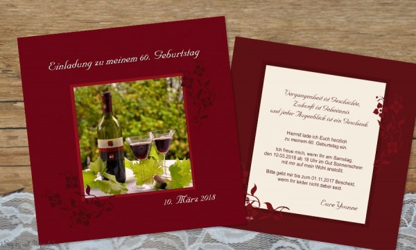 Einladungskarten 60 Geburtstag Wein