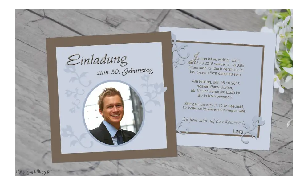 Einladungskarte Geburtstag quadratisch