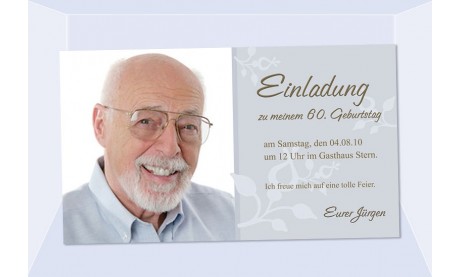 Einladung 60. Geburtstag, Fotokarte 10x18 cm, grau