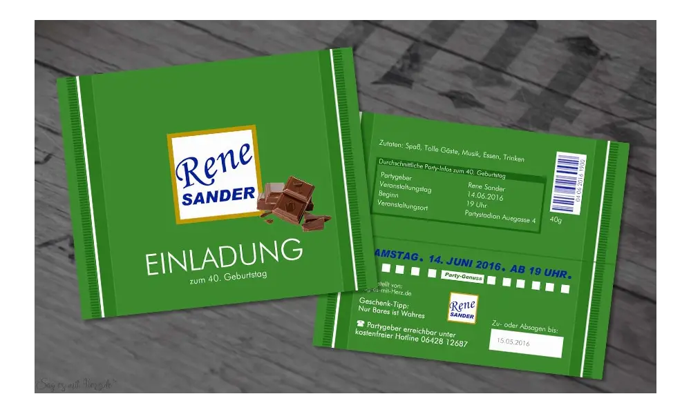 Einladungskarte Geburtstag quadratisch