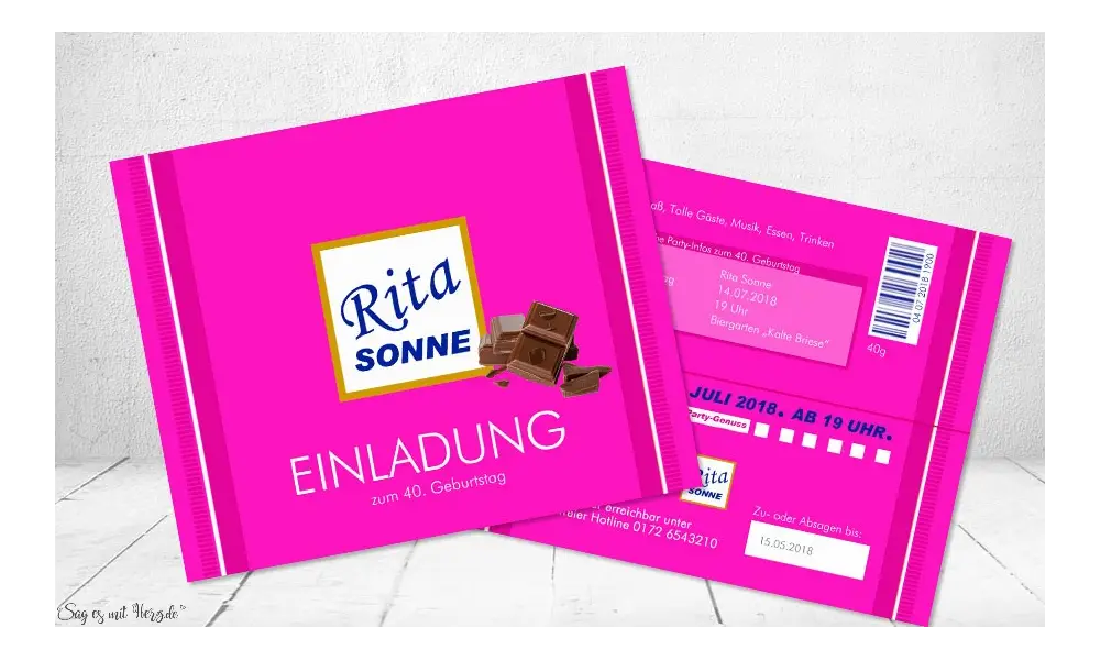 Einladungskarte Geburtstag quadratisch