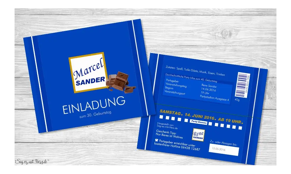 Einladungskarte Geburtstag quadratisch