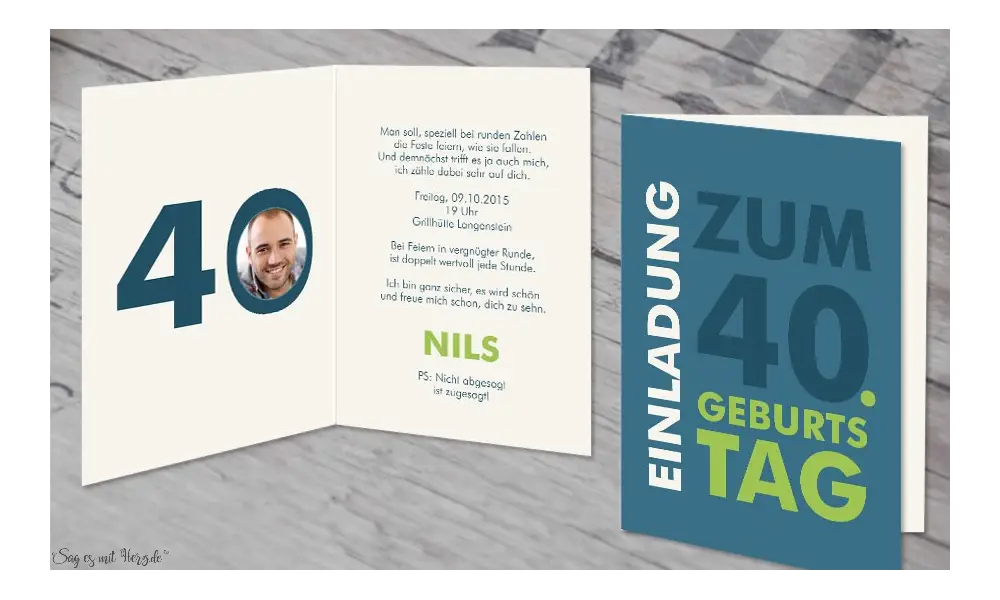 Einladung 40. Geburtstag, Klappkarte modern