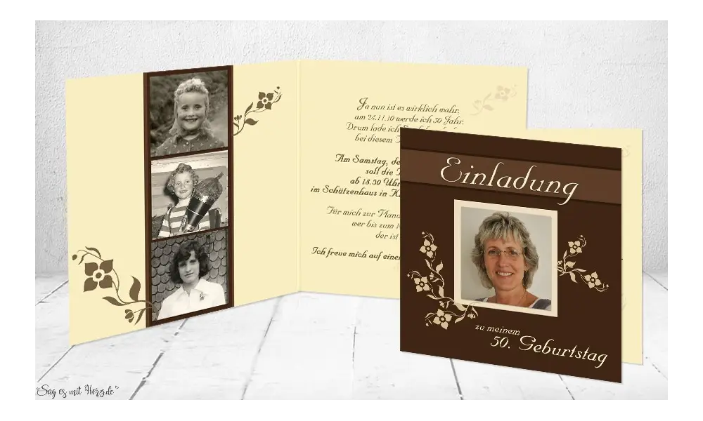 Einladungskarte Geburtstag Klappkarte quadratisch